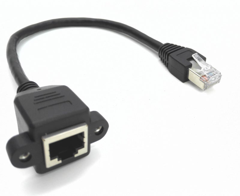 zdyCGTime 10inch Cat6e RJ45 M/F Shielded Ethernet Network Screw Panel Mount Extension Cable (10inch RJ45) - Image 2